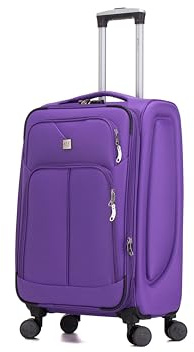 ATX Luggage 24 Medium Suitcase Softshell Hold Check in Expandable Durable Lightweight 4 Dual Spinner Wheels and Built-in 3 Digit Combination Lock (Purple, 73 Liter)