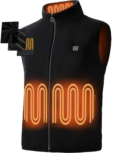burngogo Beheizbare Weste Heizweste Herren Damen 6 Zonen Heizung 3 Temperaturregler Beheizte Weste (Ohne Powerbank) Beheizbare Jacke XL Schwarz