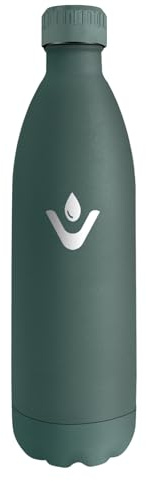 Gourde Inox 1L, Bouteille Métal Double Paroi, Étanche, Bouteille Isotherme Réutilisable, Gourde Métal, Gourde Isotherme sans BPA, Gourde Sport pour Adulte, École, Sport, Bureau, Gym, Yoga, Camping