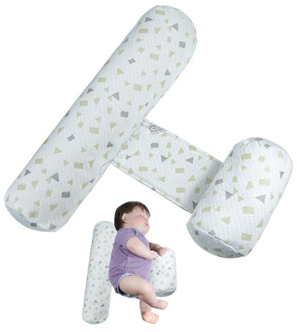 Nzkeuf Cuscino per Dormire di Lato per Neonati, 55x11 cm, Rimovibile, Cuscino Anti-Ribaltamento Regolabile per Bambini, Universale, Regalo per Neonati, Grigio
