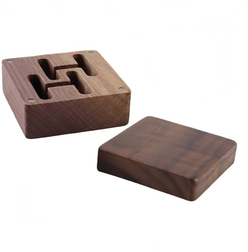 Alide Scatola porta gemelli in legno con chiusura magnetica, piccola custodia portaoggetti per gioielli, per uomini e ragazzi, accessori da viaggio, portatile, marrone