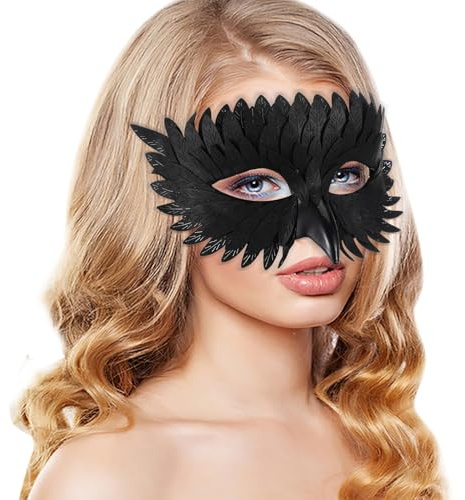 ORFOFE Maschera Gufo Mezza Faccia Elegante per Carnevale e Halloween Accessorio Artigianale Uomo Donna Design Unico per Maschere Viso Halloween e Feste Tema