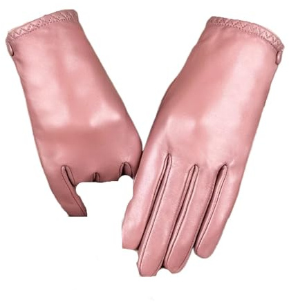 Damen-Lederhandschuhe Lederhandschuhe Damen Handwärmer Autofahren Radfahren Winddichte Handschuhe Split Finger(Pink,M)