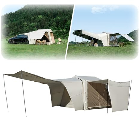 Naturehike 35m² Aufblasbares Zelt Ti-Schwarz UPF12500+, Heck-Luftzelt | 3 Min Aufbau, 150D Oxford 5000mm, Anschluss an Fahrzeugklima, Passt für die meisten Modelle, 280x250x215cm