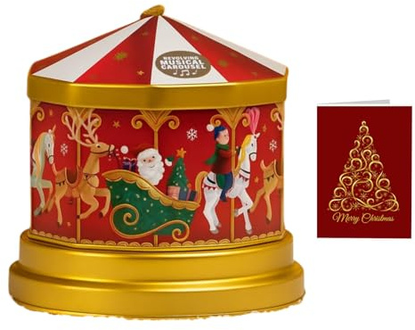 Musical Carousel Fudge Tin 150g - Festive Collectible Vanilla Creamy Fudge Gift Tin, Unique Christmas Gifts for Kids & Adult, Afternoon Tea Biscuits Gift Set