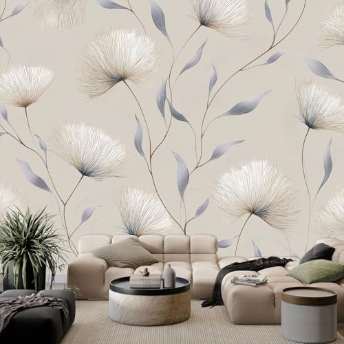 Minimalismo Papel Tapiz Fotográfico Planta Flores De Diente De León Fotomurale 450 x 315 cm, Art Mural Gris Papel Pintado Fotomural - Cafe Restaurant Dormitorio Hoga Murales Decoración