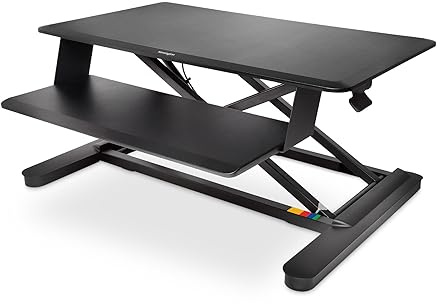 Kensington SmartFit Sitz-/Stehtisch, Höhenverstellbar Schreibtisch-Aufsatz, 48,3 bis 61,0 cm, Mit Tastaturablage, Schwarz, K52804WW