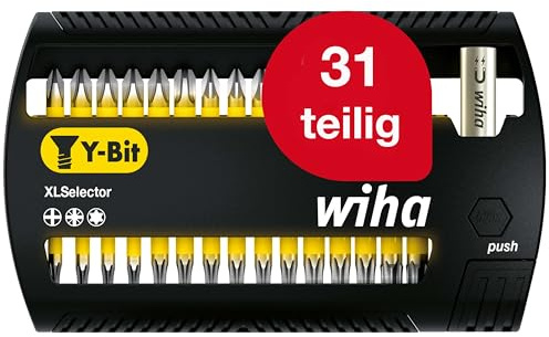 Wiha Bit Set XLSelector Y-Bit 31-tlg. I 25 mm I PH, PZ, TORX 1/4 C6,3 I magnetischer Bithalter I Verschrauben von Schrauben in Y-Form (41832)