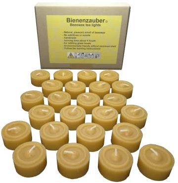 24 Stück direkt vom Imker handgefertigte Teelichter für einen angenehmen Bienenwachsduft und eine einzigartige Atmosphäre
