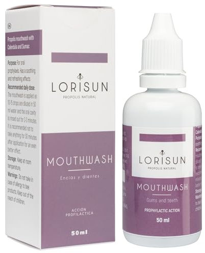 Lorisun Propolis Bain de Bouche | Renforce les Gencives et Prévient les Caries Dentaires | Bain de Bouche à la Propolis | Elimine la Mauvaise Haleine | Bain de Bouche Naturel | 50ml