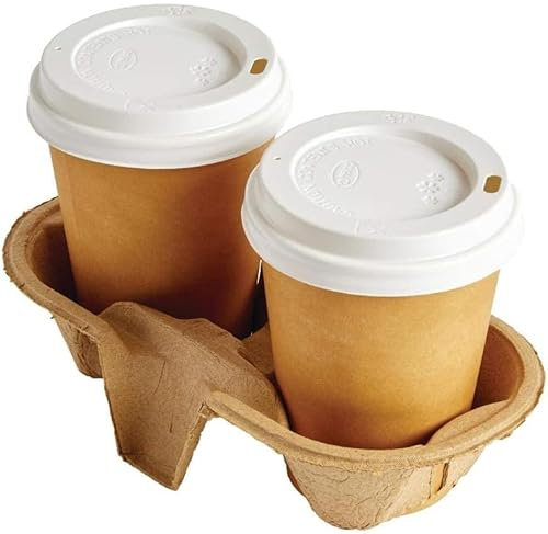 HOT BARGAINS 90 X Disposable 2 Cup Carry Trays Takeaway Carrier Cup Holders Cardboard Tea Coffee (PACK OF 90)