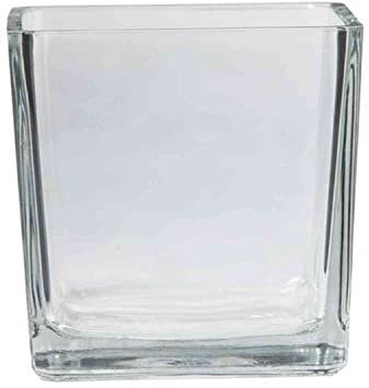 INNA-Glas Tiesto de Cristal Levi, Cuadrado/Cubo, Transparente, 14x14x14cm - Macetero - Maceta