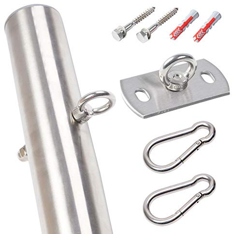 Toldoro® Hängematte Befestigung aus Edelstahl: 1x Mast (185cm / Ø 70x3mm) & 1x Wandhalter