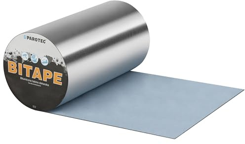 Nastro bituminoso in alluminio BiTape per riparazione tetto, 300 mm x 10 m | Nastro in bitume per tetti, nastro speciale per tetti, massima forza adesiva, resistente contro acqua, umidità, raggi UV