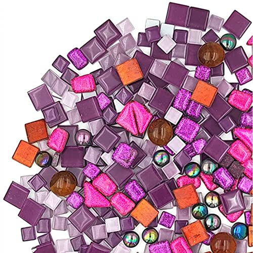 BTMIEY 200 g bunte Kristall-Mosaik-Fliesen, kleine Mini-Mosaik-Fliesen zum Basteln, für Badezimmer, Küche, Heimdekoration, DIY-Kunstprojekte (violette Serie)