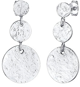 Elli Ohrringe Damen Ohrhänger Retro Plättchen Vintage Organic 925 Silber | Vergoldet