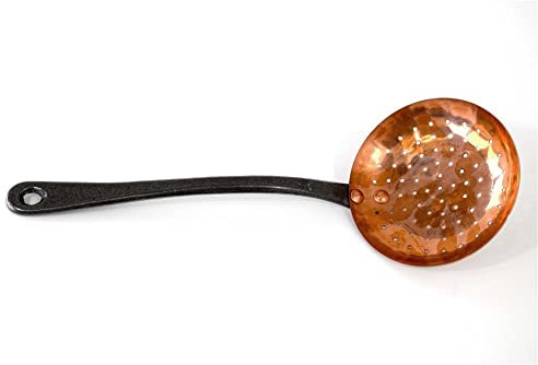 Ecumoire en cuivre 11 cm pour confiture manche en fonte - Le Comptoir de la Conserve