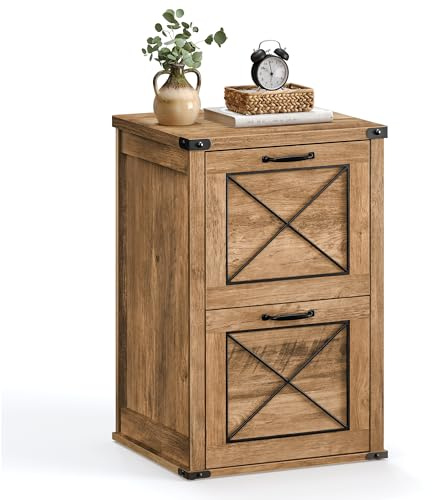 VASAGLE File Cabinet, Filing Cabinet with 2 File Drawers, Printer Stand, Fit A4, Letter Size, Hanging File Folders, Modern Farmhouse Style, for Home Office, Honey Brown UOFC048T41