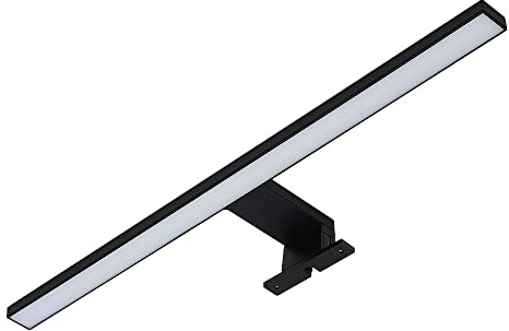 Kwazar - Wandleuchte Innen, LED Spiegelleuchte Bad, Feuchtraumleuchte LED, Badezimmer Lampe 10W, Breite 50cm, Neutralweiß 4000 K, IP44, 230V - Geringer Energieverbrauch, ANITASchwarz