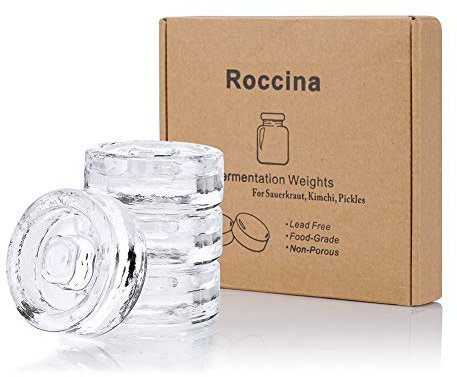 4 Pack Pickle Pebble Glass Fermentation Weights with Easy Grip Handle for Fermenting Sauerkraut,Pickles,Kimchi in Wide Mouth Mason Jar