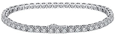 OZEO Armbänder Damen,S925 Sterling Silber Tennis Armband 4Mm Micro-Set Zirkon Charm Diamant X-Link Armbänder Exquisites Freundschaftsarmband Schmuck Für Damen Männer Geschenk, 7,5 Zoll