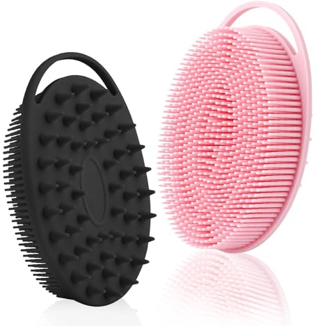Silicone Body Scrubber, Silicone Loofah, 2 Pcs Silicone Shower Scrubber, Exfoliating Silicone Shower Scrubber, 2 in 1 Silicone Body Scrub Brush Scalp Massager Shampoo Brush for All Skin Men Women Kids
