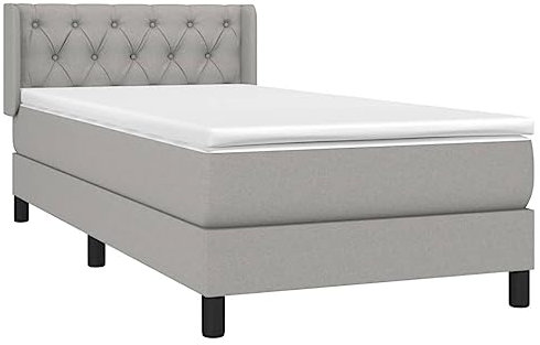 vidaXL Boxspringbett mit Matratze Bett Einzelbett Hotelbett Polsterbett Bettrahmen Lattenrost Bettgestell Schlafzimmerbett Hellgrau 80x200cm Stoff