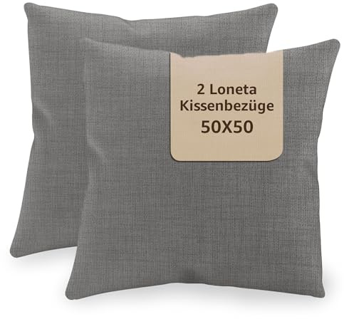 SONIT - Kissenbezug 50x50 cm - Sofa Kissen, Deko Kissenbezüge für Wohnzimmer und Schlafzimmer - 2er-Set - Made in Italy - Grau
