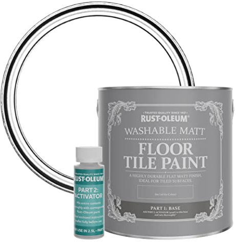 Rust-Oleum White Washable Matt Floor Tile Paint - Cotton (White) 2.5L