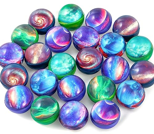 Pllieay 24 Stück Galaxie-Hüpfbälle, Weltraum-Hüpfbälle, 32 mm, Weltraum-Themenbälle für Kinder, Partygeschenke, Weihnachtsgeschenktüten-Füllung