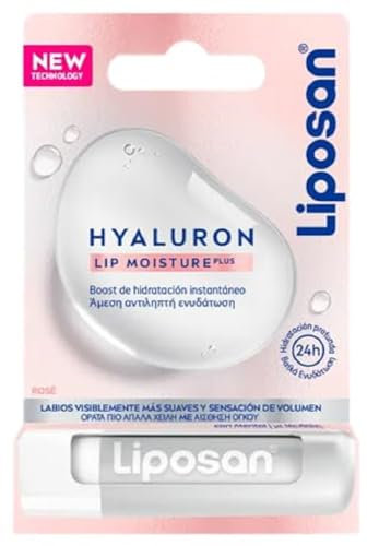 Liposan Hyaluron Plus (1 x 5,2 g), bálsamo labial con ácido hialurónico, cacao de labios con boost de hidratación instantáneo, bálsamo hidratante para unos labios suaves, tono rosé
