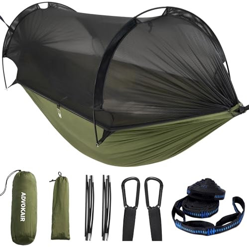 ADVOKAIR Camping-Hängematte mit Moskitonetz, bis zu 227 kg, ultraleichte und tragbare Nylon-Reisehängematte mit Baumgurten, perfekt für draußen, Rucksackreisen, Wandern und Hinterhof
