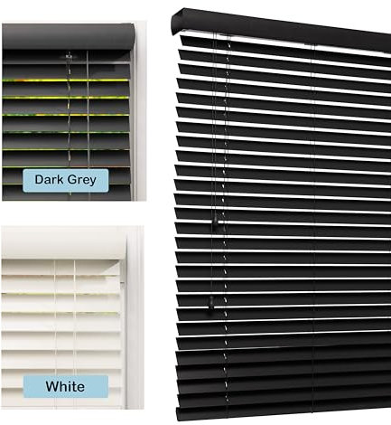 Lister Cartwright Fauxwood Venetian Blinds for Windows 50mm – Trimmable, Easy Fit Curtains, Child Safe – Durable Home & Office Blind (Dark Grey, 115W x 120H cm)