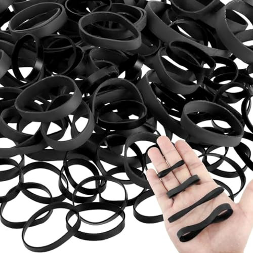 Wondora 62 Pcs Thick Black Rubber Bands, Black Elastic Bands, Rubber Bands Assorted Sizes5.3mm/5.5mm/8mm/8.3mm, Rubber Band Office, Home, School Supplies and Camping Survival (4 Sizes)