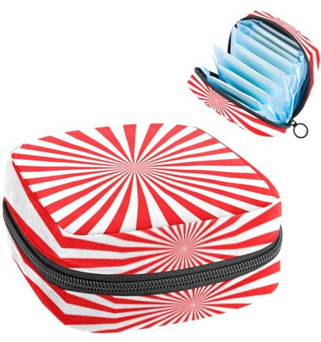 Bolsa para niñas y mujeres, bolsa de basura sanitaria de fondo rojo de Sunbursta, bolsa de eliminación de servilletas sanitarias de gran capacidad con cremallera