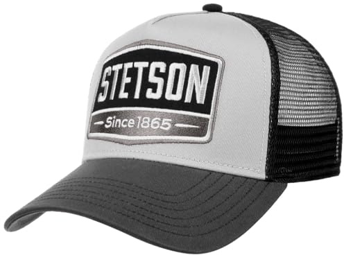 Stetson Classic Fedora in feltro di lana, cappello casual vintage grigio da uomo, autunno/inverno, Grigio e nero., Taglia unica