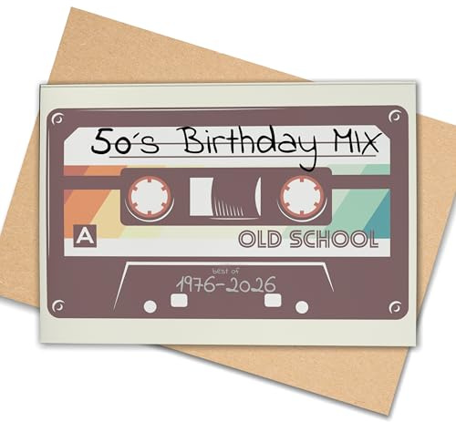 Lovely Cards - 50. Geburtstag Frauen - schöne Retro-Karte zum Geburtstag - Geburtstagskarte 50 Mama - besonderes Geburtstagskarte Freundin - A6 (50 Jahre)