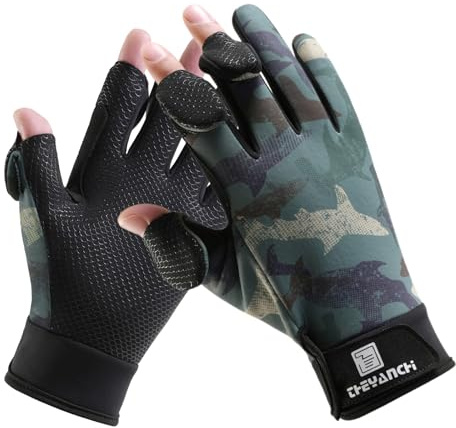 UPF50+ - Guantes de pesca, protección UV, antideslizantes, guantes deportivos de dedo completo para pesca, guantes de caza para hombres (camuflaje de la selva, XL)