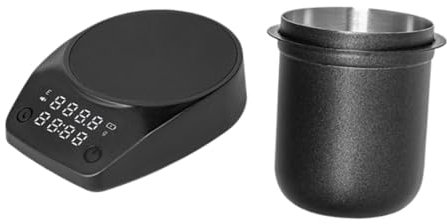 perfk Báscula electrónica para café Italiana, báscula para Alimentos con Temporizador, báscula de Cocina portátil Recargable, pesaje de Granos de café para, Negro