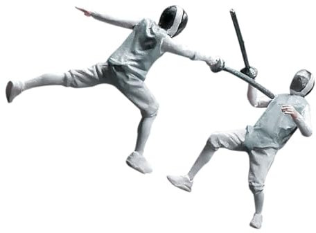 NAMOARLY 2stücke Miniatur-Fencing Figuren Für Dioramen Maßstab Handbemalte Modelle Für Realistische Fecht-szenen Detailreiche Resin-Figuren Für Sammler Und Fencing-Fans