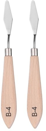 QUARKZMAN 2 Piezas Espátulas para Pintura de Paleta 7.09 Hoja de Acero Inoxidable Espátula Diseño de Paleta de Pintura con Mango de Madera para Mezcla de Colores de Óleo y Acrílico