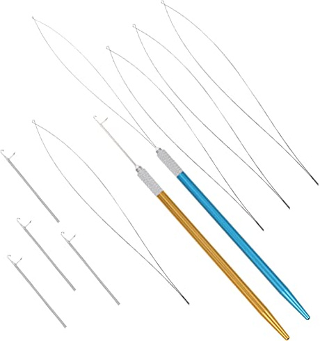 VILLCASE Ganchos De Crochet Multifuncionales Herramienta Para Trenzas Enhebrador De Extensiones Mango Ergonómico Acero Inoxidable Para Cabello