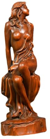 MAGICLULU Goddess Handicraft Wooden Statue Ornament Garden Decoration for Home Vintage Style Decor