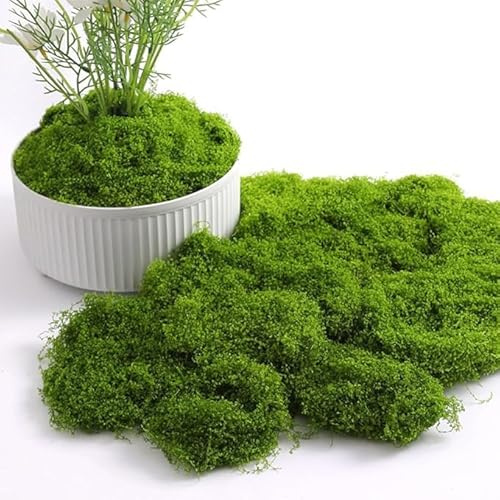 Nokwocy Espuma Artificial para Decorar, Espuma Artificial Decorativa para Bricolaje, presentación de Mesa, arreglos Florales, jardín de Hadas y decoración de Bodas (Artificial Moss Dark-200G)