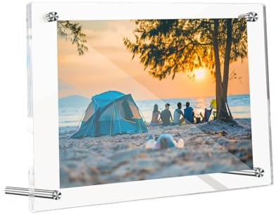 HETOOSHI Cadre photo en acrylique, sans cadre, sans cadre des deux côtés, transparent, adapté aux cartes postales, images précieuses, images de mariage. (1 lot, 20,8 cm x 15,7 cm)