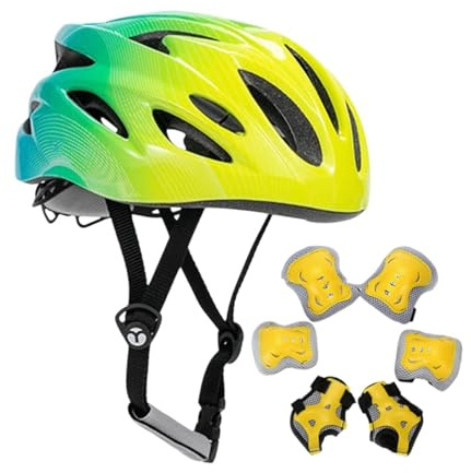 kowaku Kinder Fahrradhelm Verstellbar Rennradhelm Leichter für Jungen und Mädchen, Tragbarer Sporthelm Kinder Fahrradhelm für den Außenbereich, Grün