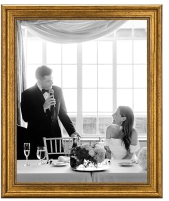 CABBEL Cadre photo 40x50 cm Or – Style Baroque Vintage – Pour affiches, photos et certificats – Verre acrylique incassable – Élégant & décoratif – Idéal pour salon, bureau ou galerie