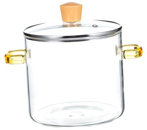 ROMISBABA Casserole En Verre 2300 Ml Couvercle Double Poignée Résistante Chaleur Grosse Capacité Pour Cuisinière Pour Mijoter Et Servir Marmite Transparente