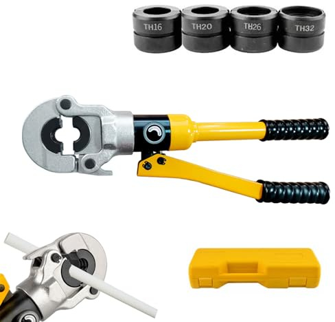 Herramientas de crimpado de tubos hidráulicos, alicates de crimpado hidráulicos 10T, cabeza de 360° con 5 piezas de cobre de 12, 15, 18, 22, 28 mm para prensa de tuberías de cobre