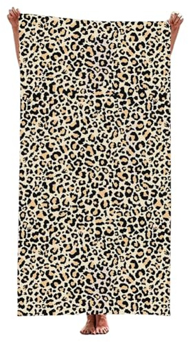 GVMJHYK Asciugamano da Spiaggia Leopardo, Telo Mare Grande Stampa Leopardo, Veloce Asciugatura, per Piscina, Mare, Teli da Spiaggia- Design Moda con Stampa Leopardo